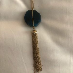 Long Dark Blue Stone Lecklace